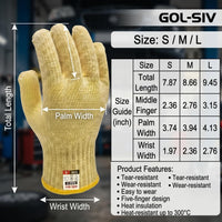 GOL-SIV 5 Pairs Cut Resistant Work Gloves, 7-Gauge Heavy Duty Aramid Fiber, Heat & Cut Protection for Men, Large Hands, Ideal for Metal Glass Handling, Woodworking & Industrial Builders, L