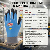 GOL-SIV 400V Insulated Electrician Gloves, Rubber Non-Slip, Blue, Large