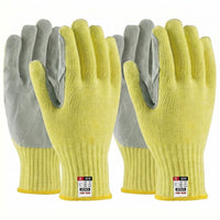 GOL-SIV 2 Pairs Work Gloves Women & Men, 7-Gauge Aramid Knit with Cowhide Leather Palm, Heavy Duty Cut Resistant Safety Gloves for Glass Handling, Metal Fabrication, Woodworking & DIY,S