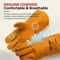 GOL-SIV 5 Pairs Industrial Welding Gloves Bulk, Premium Top Grain Cowhide Leather, Kevlar Stitched Heat Resistant Work Gloves for Professional MIG Welders