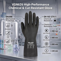 GOL-SIV Black Neoprene Chemical Gloves, 26 Mil Work Gloves, L
