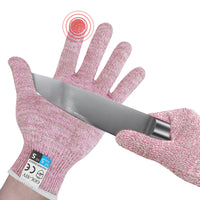 GOL-SIV Level 5 Cut Resistant Gloves, Touch-Screen Protective Gloves, Food Grade Glove for Oyster Shucking, Meat Cutting, Knife Handling, Mandoline Slicing, Wood Carving, Pink, Small