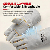 GOL-SIV Split Leather Welding Gloves, 14 Inch Work Gloves