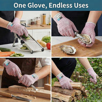GOL-SIV A5 Cut Resistant Gloves, Level 5 Protection, Safety Work Gloves for Kitchen Cutting, Oyster Shucking, Wood Carving, Meat Cutting, Fish Handling, Pink, XL