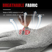GOL-SIV Cut Resistant Work Gloves, Level 3 Cut Proof Glove with PU Coated, Safety Work Gloves for Metal Fabrication, Wood Working, Construction, Medium
