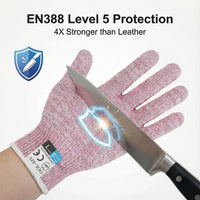 GOL-SIV Level 5 Cut Resistant Gloves, Touch-Screen Protective Gloves, Food Grade Glove for Oyster Shucking, Meat Cutting, Knife Handling, Mandoline Slicing, Wood Carving, Pink, Small