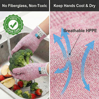 GOL-SIV Level 5 Cut Resistant Gloves, Kitchen Cutting Gloves for Cooking, Meat Fish Cutting, Oyster Shucking, Knife Handling, Wood Carving (Pink, M)