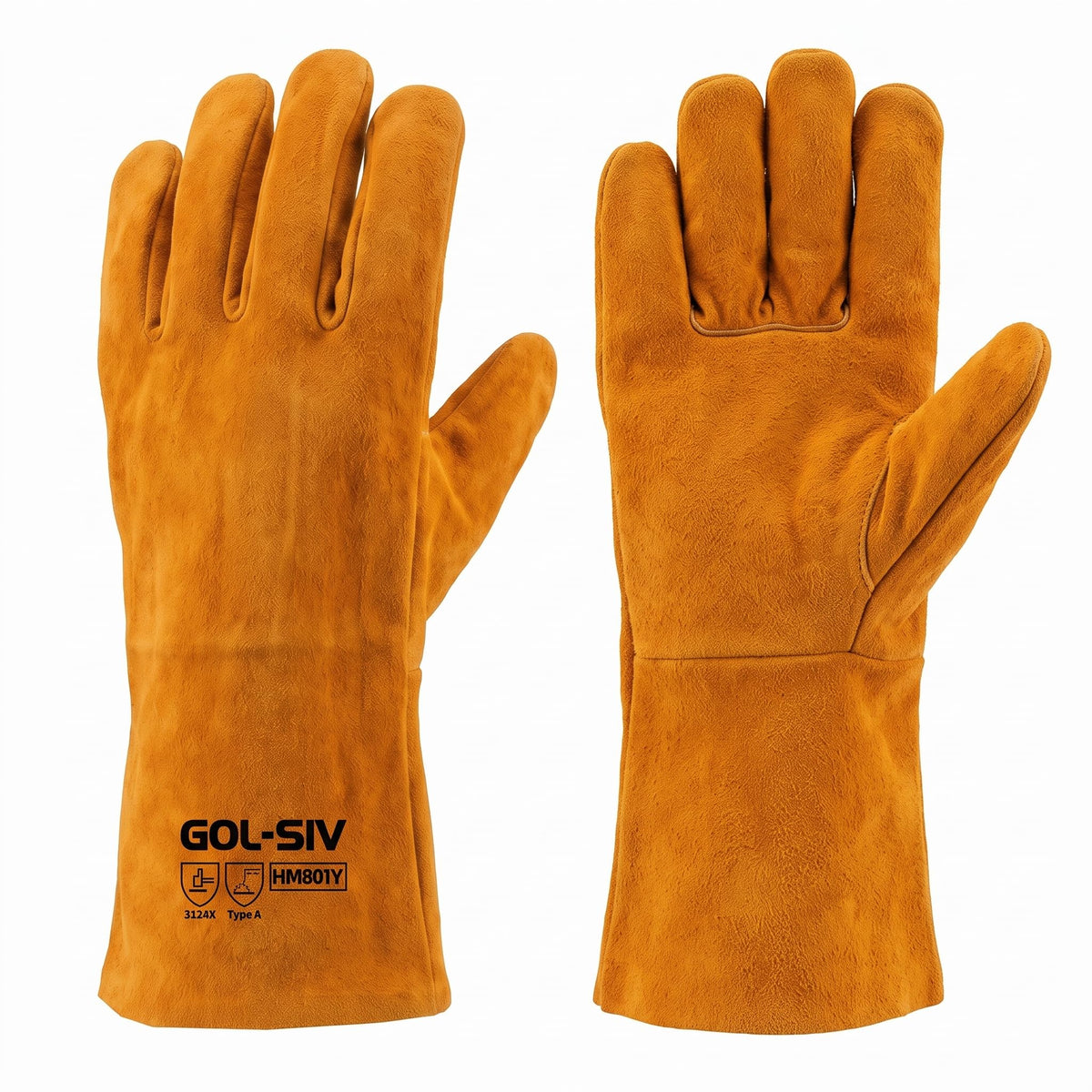 GOL-SIV Top Grain Leather Welding Gloves, 14 Inch Work Gloves