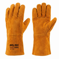 GOL-SIV Top Grain Leather Welding Gloves, 14 Inch Work Gloves