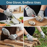 GOL-SIV Level 5 Cut Resistant Gloves, Touch-Screen Compatible, Food Grade for Oyster Shucking, Meat Cutting, Mandoline Slicer, Knife Handling, Wood Carving, Grey, Large